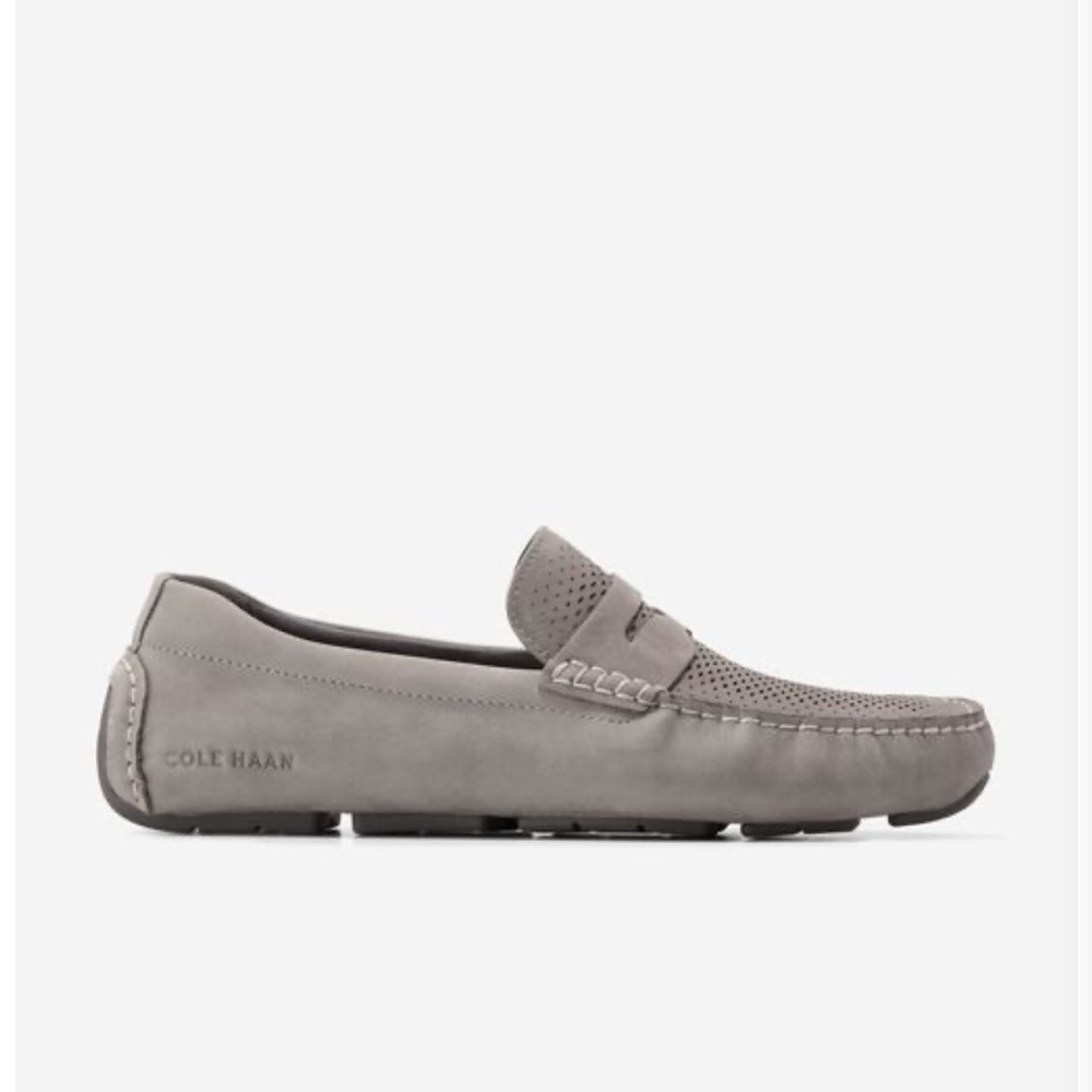 Cole Haan Gray Suede Slip-On Loafers with Perforated Vamp NWOT - Picture 6 of 6